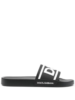 Dolce & Gabbana: Чёрные шлёпанцы 