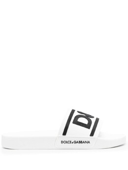 Dolce & Gabbana: Белые шлёпанцы 