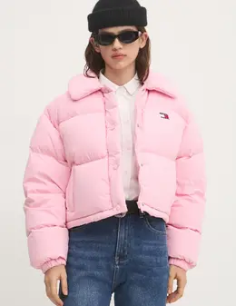 Tommy Jeans: Розовый пуховик 