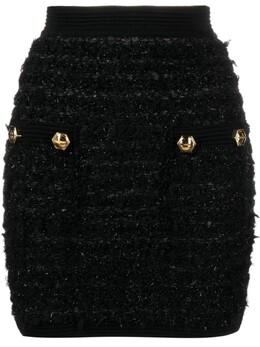 Balmain: Твидовая юбка 