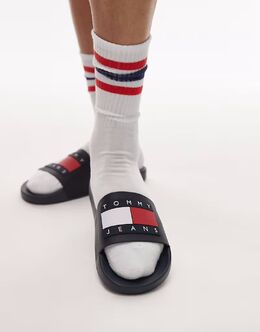 Tommy Jeans: Тёмные шлёпанцы 