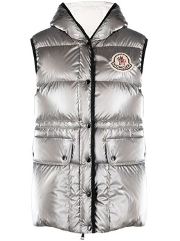 Moncler: Серебристый жилет 