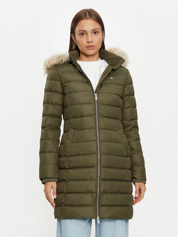 Tommy Jeans: Зелёный пуховик 