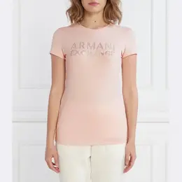 Armani Exchange: Розовая футболка 