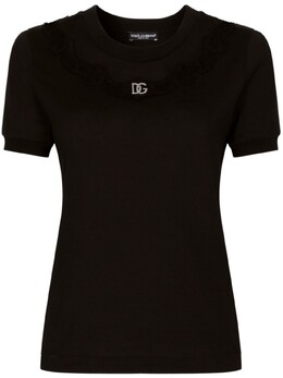 Dolce & Gabbana: Кружевная футболка  DG