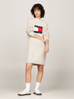 Tommy Jeans: Бежевое платье 
