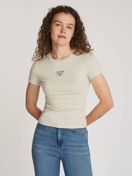 Tommy Jeans: Бежевая футболка 