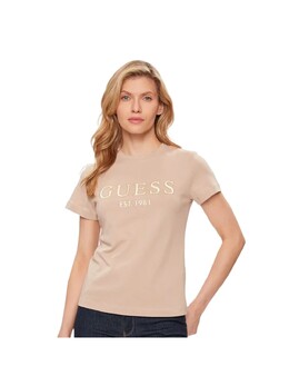GUESS: Золотая футболка 