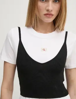 Calvin Klein Jeans: Чёрный топ 