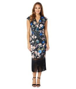 Badgley Mischka: Платье с растительным принтом 
