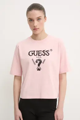 GUESS: Хлопковая футболка 
