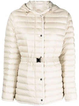 Moncler: Пуховик с поясом 