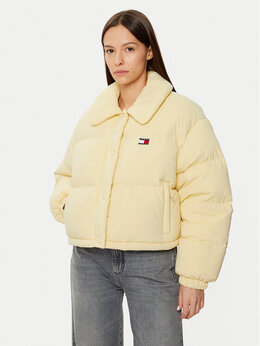 Tommy Jeans: Бежевый пуховик 