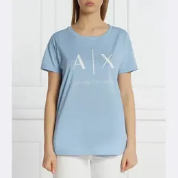 Armani Exchange: Синяя футболка 