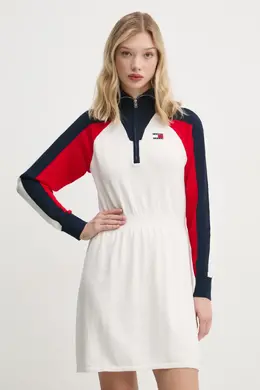 Tommy Jeans: Бежевое платье 