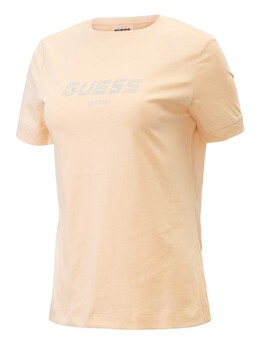 GUESS: Бежевая футболка 