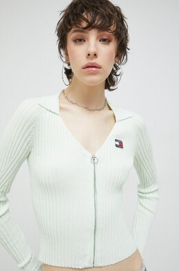 Tommy Jeans: Зелёный кардиган 