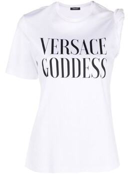 Versace: Футболка с надписями 