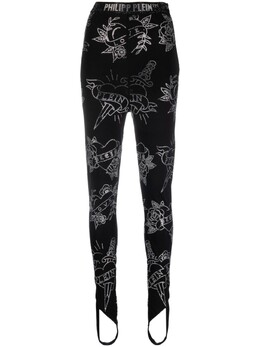 Philipp Plein: Легинсы  Love с принтом