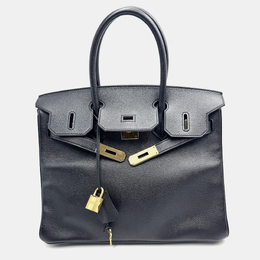 Hermes: Чёрная сумка-шоппер  Birkin 30