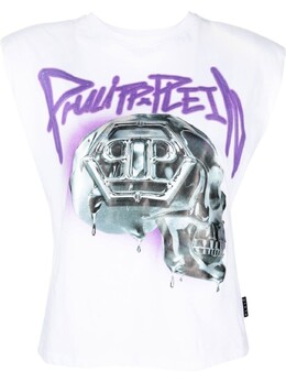 Philipp Plein: Топ  Skull с принтом