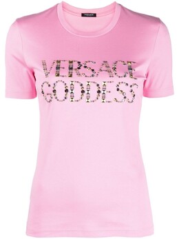 Versace: Футболка с надписями 