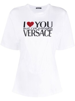 Versace: Футболка с надписями 