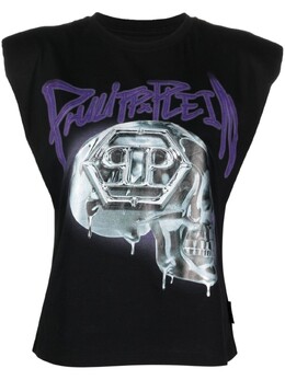 Philipp Plein: Топ  Skull с принтом
