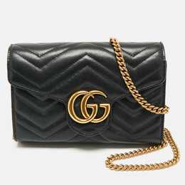 Gucci: Чёрный кошелёк  GG Marmont