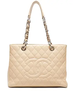 CHANEL Pre-Owned: Бежевая сумка-шоппер 