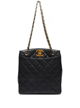 CHANEL Pre-Owned: Чёрная сумка-шоппер 