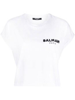 Balmain: Футболка с пайетками 