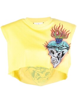 Philipp Plein: Топ  Skull с принтом