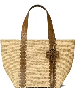 Tory Burch: Бежевая сумка-шоппер 