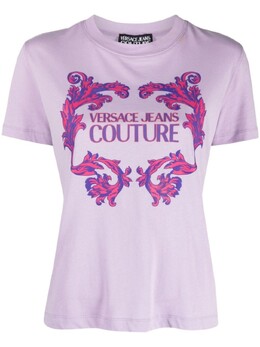 Versace Jeans Couture: Фиолетовая футболка 