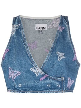 GANNI: Джинсовый топ 