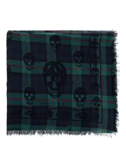 Alexander McQueen: Шарф  Skull с принтом