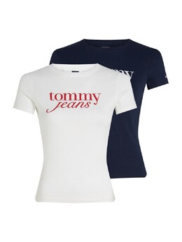 Tommy Jeans: Синяя футболка  Essential