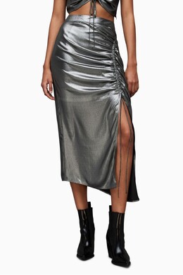 Allsaints: Серебристая юбка  All Saints