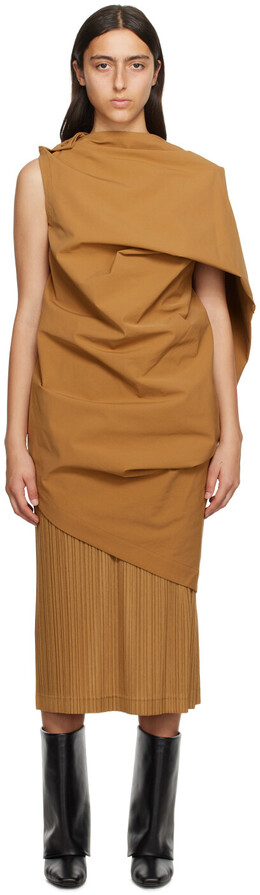 Issey Miyake: Коричневое платье 