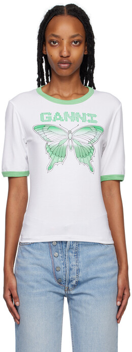 GANNI: Белая футболка 