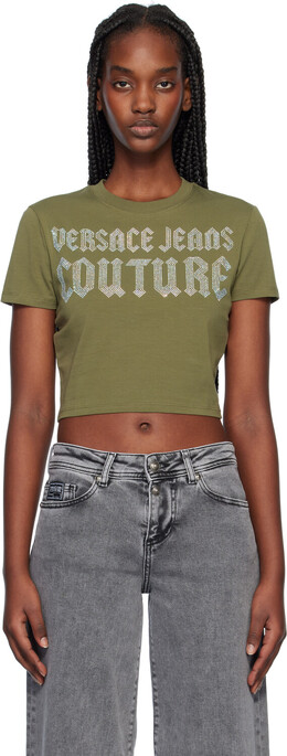 Versace Jeans Couture: Футболка цвета хаки 