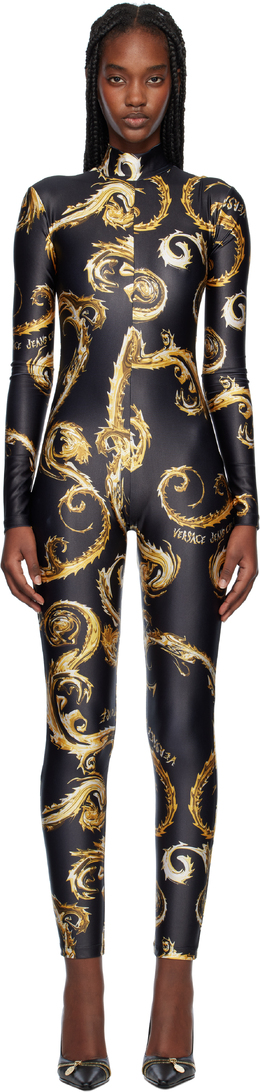 Versace Jeans Couture: Чёрный комбинезон 