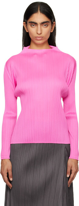 Pleats Please Issey Miyake: Розовый свитер 
