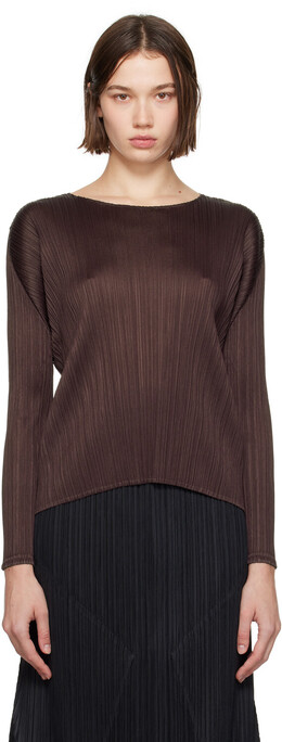 Pleats Please Issey Miyake: Коричневый топ 