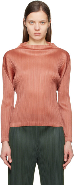 Pleats Please Issey Miyake: Коричневый топ 