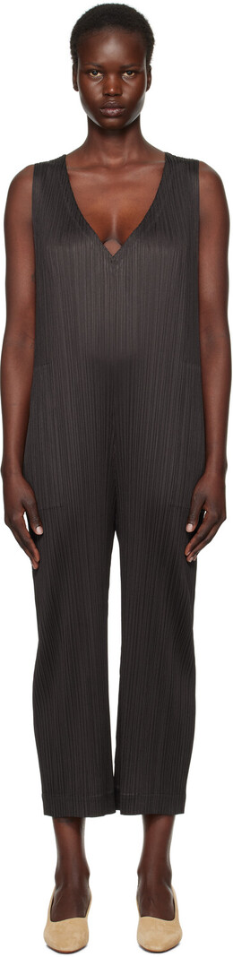 Pleats Please Issey Miyake: Коричневый комбинезон 