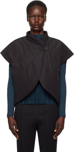 Pleats Please Issey Miyake: Чёрный жилет 