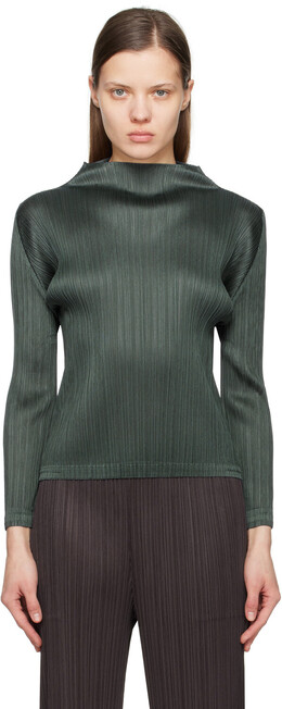 Pleats Please Issey Miyake: Серый топ 