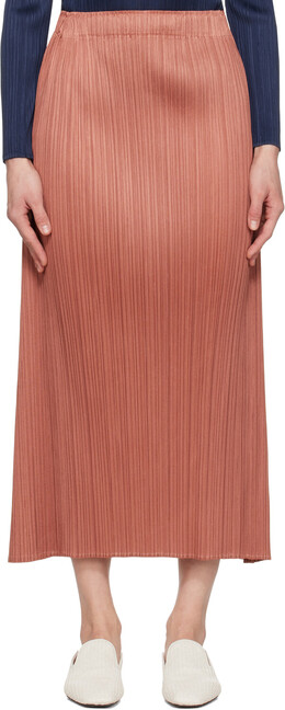 Pleats Please Issey Miyake: Коричневая юбка 